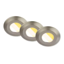 Briloner Loftlamper|Indbygningsspots > Klira indbygningslampe, mat nikkel, Ø9cm, IP44, dæmpbar, 3 stk