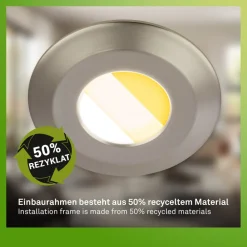 Briloner Loftlamper|Indbygningsspots > Klira indbygningslampe, mat nikkel, Ø9cm, IP44, dæmpbar, 3 stk