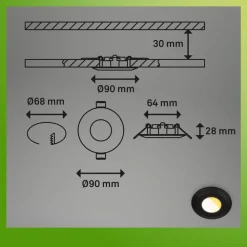 Briloner Loftlamper|Indbygningsspots > Klira indbygningslampe, sort, Ø 9cm, IP44, dæmpbar, 3 stk