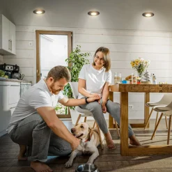 Loftlamper ^ Briloner Klira indbygningslampe, sort, Ø 9 cm, IP44, sæt med 3 stk