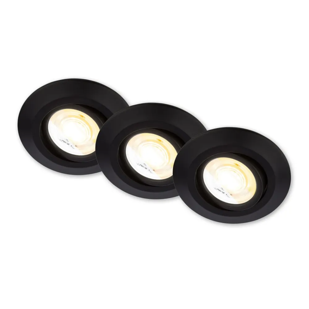 Briloner Indbygningsspots > Klira indbygningslampe, sort, Ø 9 cm, drejelig, 3 stk