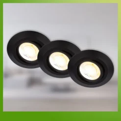 Briloner Indbygningsspots > Klira indbygningslampe, sort, Ø 9 cm, drejelig, 3 stk