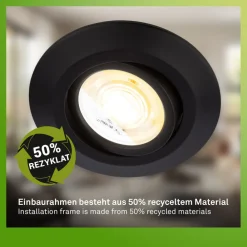 Briloner Indbygningsspots > Klira indbygningslampe, sort, Ø 9 cm, drejelig, 3 stk