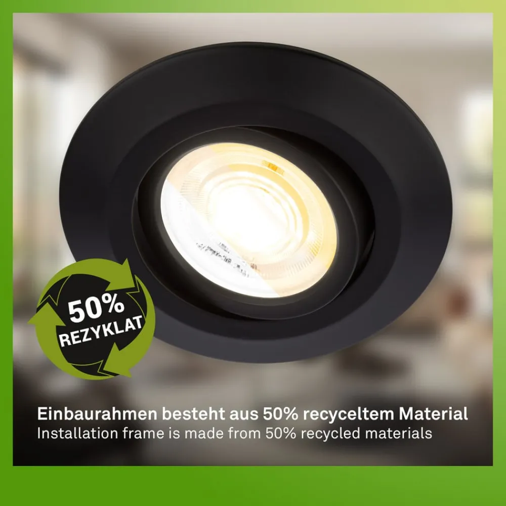 Briloner Indbygningsspots > Klira indbygningslampe, sort, Ø 9 cm, drejelig, 3 stk