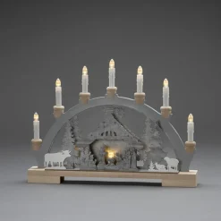 Konstsmide Christmas Vinduesdekoration > Krybbe LED-adventsstage af træ, batteridrift