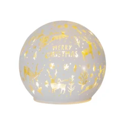 STAR TRADING Dekorationsbelysning|Julepynt > Kugleformet LED-lampe Merry X-Mas Ø 12cm hvidt glas batteridrevet