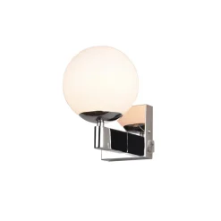 Væg- Og Spejllamper|Væglamper ^ Trio Lighting Kula væglampe til badet, glasskærm IP44 krom
