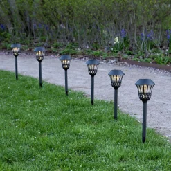 STAR TRADING Solcellelamper > Lace LED-lampe med jordspyd, sort, højde 31 cm, sæt med 4 stk