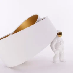Lampeskærme ^ Maco Design Lampeskærm Chloe, Ø 50 cm, udvendig hvid, indvendig guldfarvet
