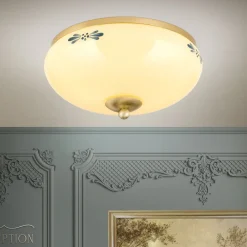 Loftlamper ^ ORION Landhaus loftlampe, messing creme blå, Ø 28 cm