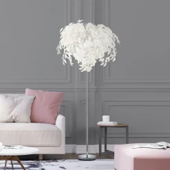 Reality Leuchten Gulvlamper|Gulvlamper > Leavy gulvlampe, højde 180 cm, krom/hvid, metal/plast