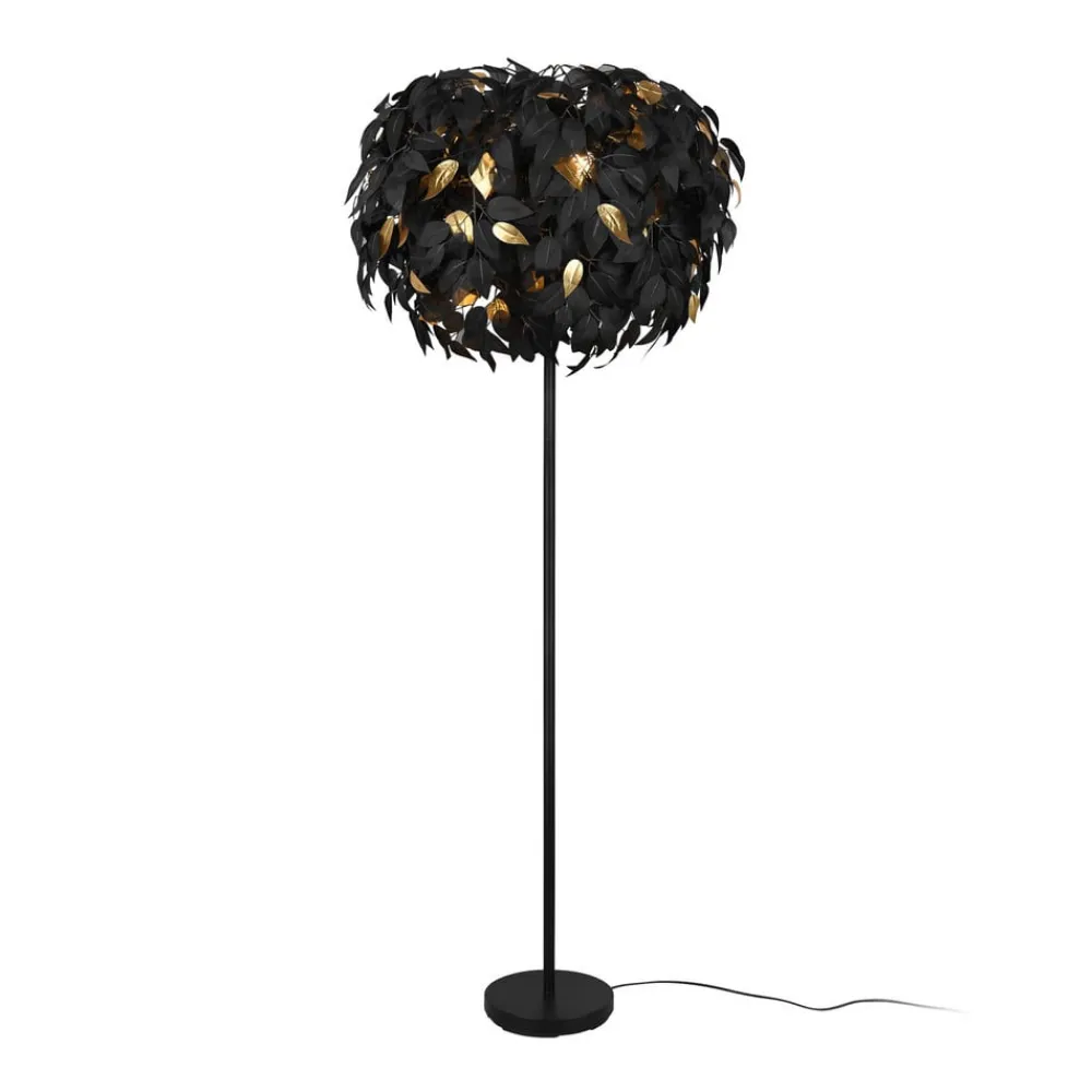 Reality Leuchten Gulvlamper|Gulvlamper > Leavy gulvlampe, sort/guld, højde 180 cm, plast