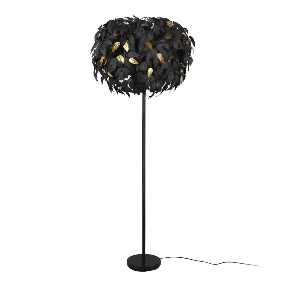 Reality Leuchten Gulvlamper|Gulvlamper > Leavy gulvlampe, sort/guld, højde 180 cm, plast