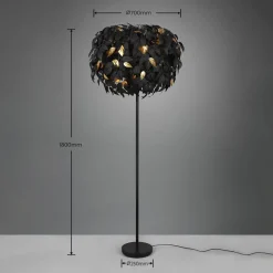 Reality Leuchten Gulvlamper|Gulvlamper > Leavy gulvlampe, sort/guld, højde 180 cm, plast