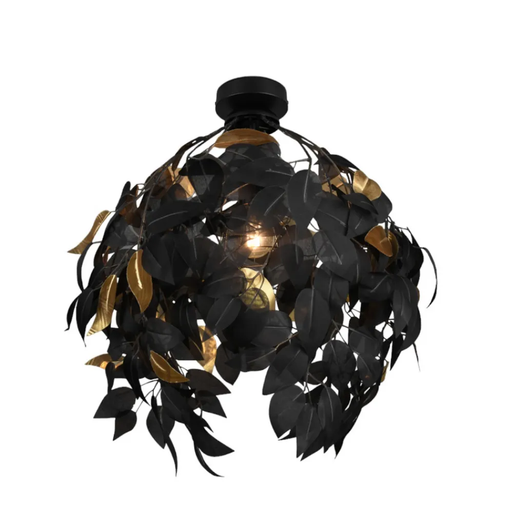 Reality Leuchten Loftlamper > Leavy loftslampe, Ø 38 cm, sort/guld, plast