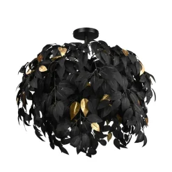 Reality Leuchten Loftlamper > Leavy loftslampe, Ø 70 cm, sort/guld, plast