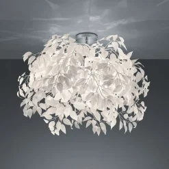 Loftlamper ^ Reality Leuchten Leavy loftslampe, krom/hvid, Ø 70 cm, plast