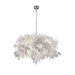 Pendellamper ^ Reality Leuchten Leavy pendellampe, krom/hvid, Ø 70 cm, plast