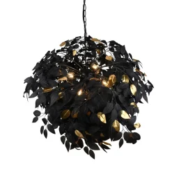 Pendellamper ^ Reality Leuchten Leavy pendellampe, sort/guld, Ø 70 cm, plast