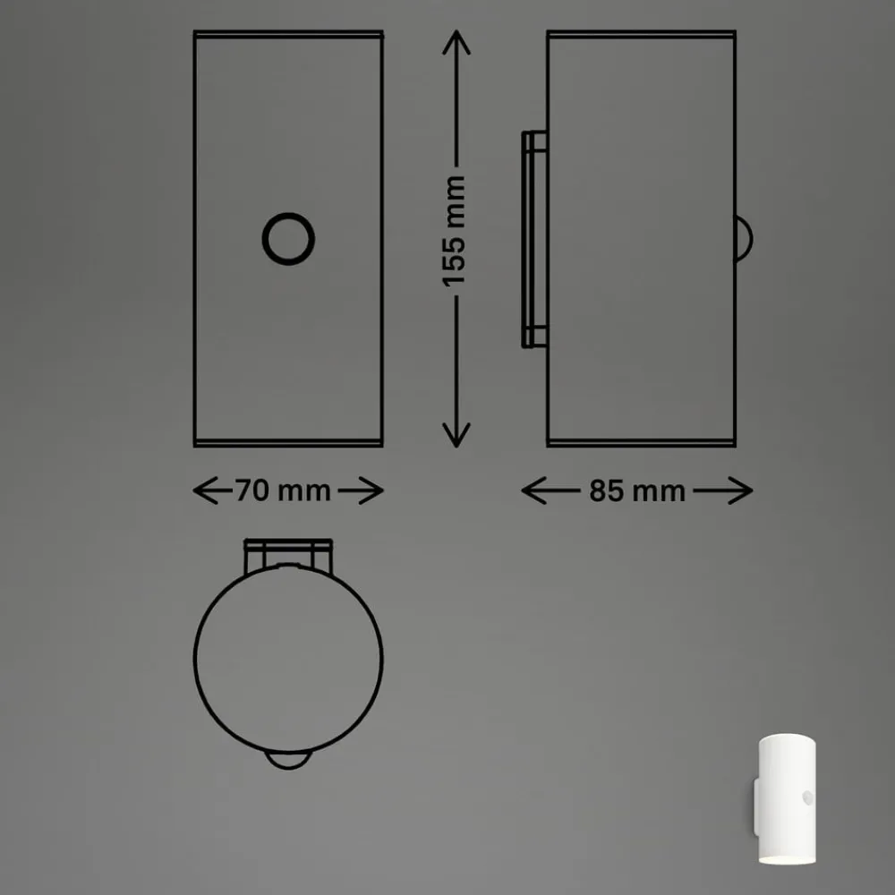 Væglampe Med Sensor|Væglamper ^ Briloner LED-akkudrevet udendørs væglampe, hvid, sensor, op/ned