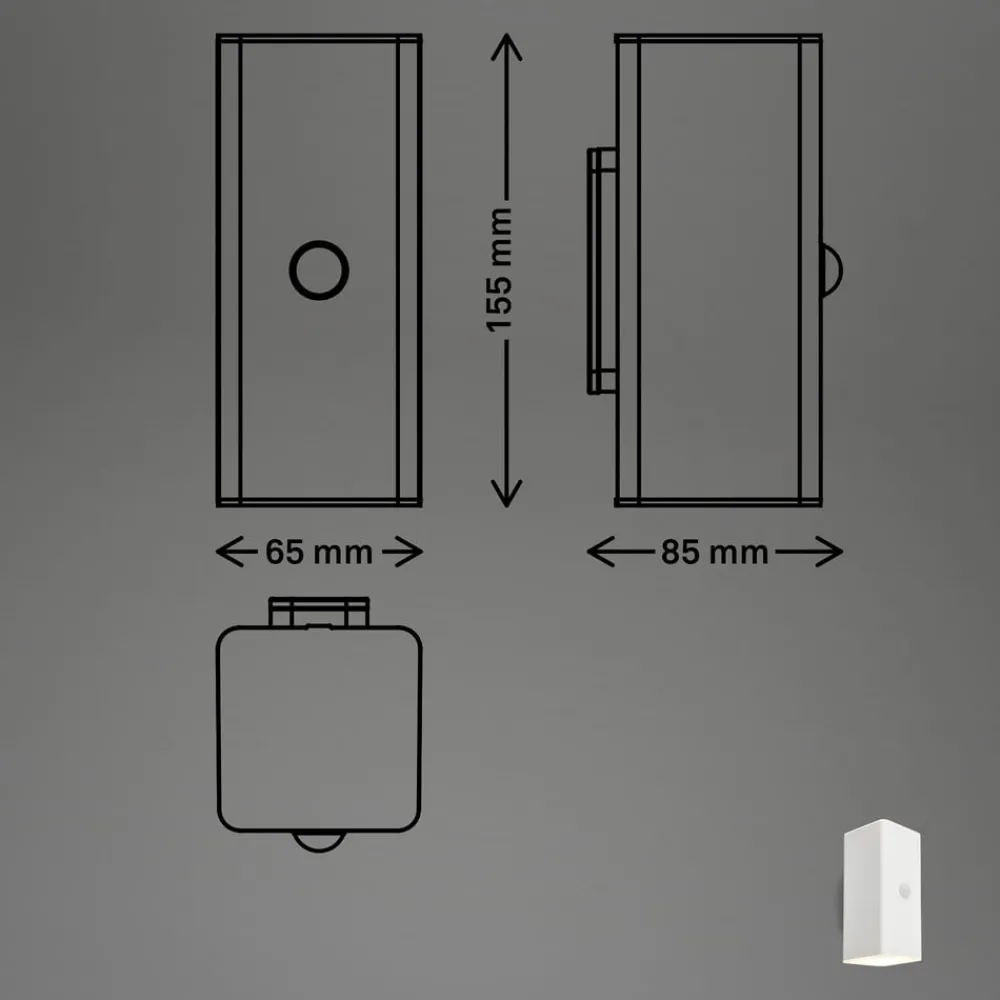 Briloner Væglampe Med Sensor > LED-akkudrevet udendørs væglampe, hvid, sensor, op/ned