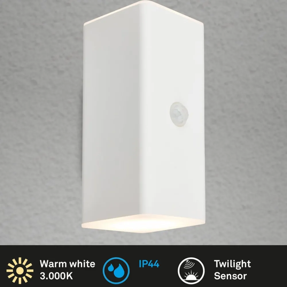 Briloner Væglampe Med Sensor > LED-akkudrevet udendørs væglampe, hvid, sensor, op/ned