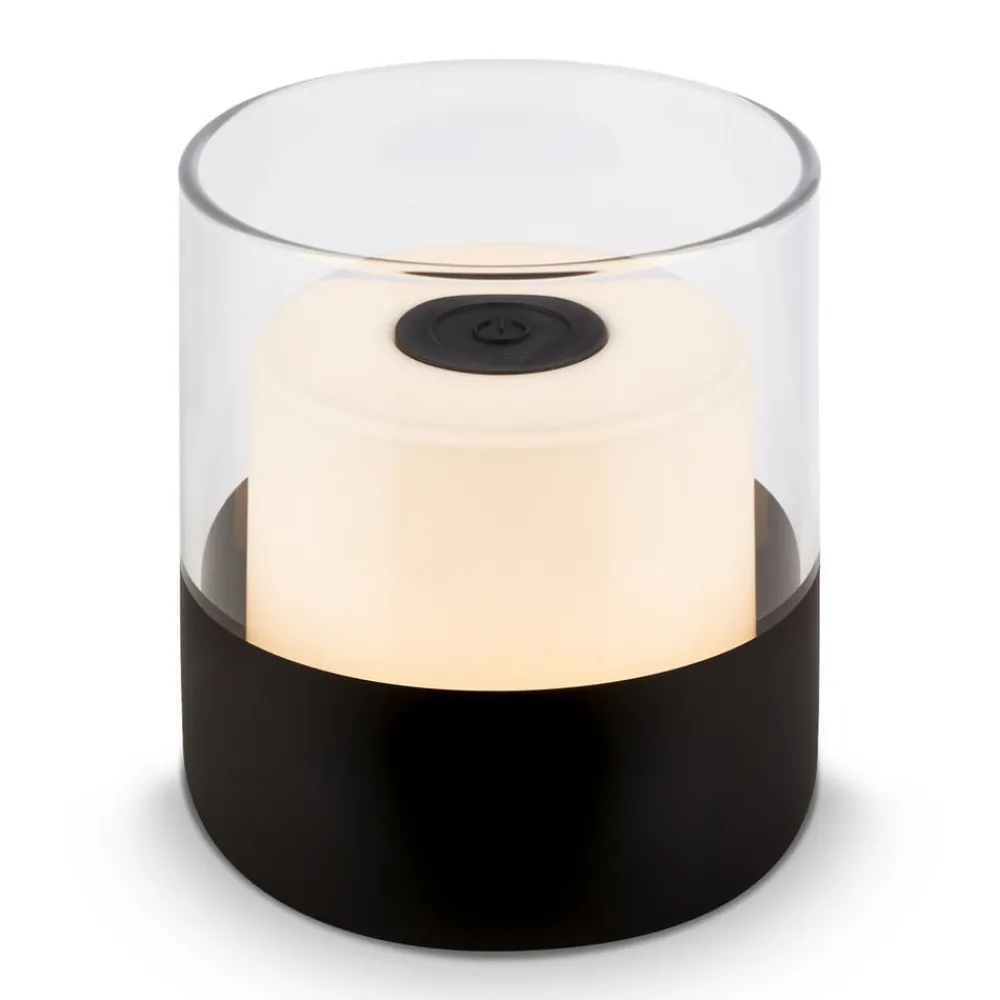 Briloner Dekorationsbelysning|Terrassebelysning > LED-batteri-bordlampe 7438 IP44 dæmper, sort