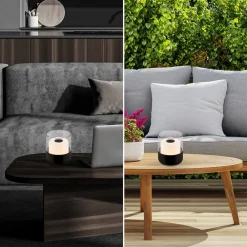 Briloner Dekorationsbelysning|Terrassebelysning > LED-batteri-bordlampe 7438 IP44 dæmper, sort