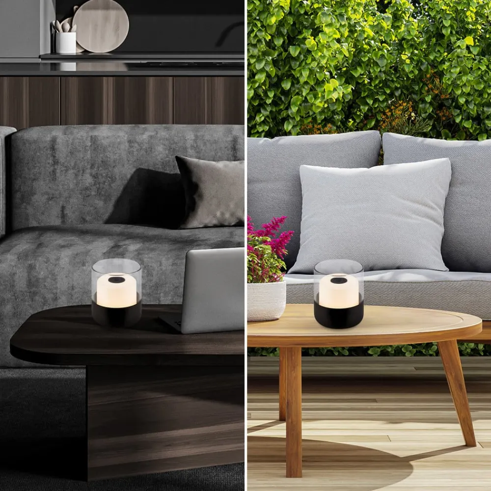 Briloner Dekorationsbelysning|Terrassebelysning > LED-batteri-bordlampe 7438 IP44 dæmper, sort