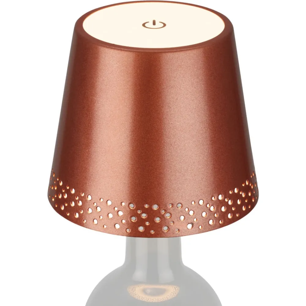 Briloner Dekorationsbelysning|Terrassebelysning > LED-batteri-flaskelys IP44 med lysdæmper, kobber