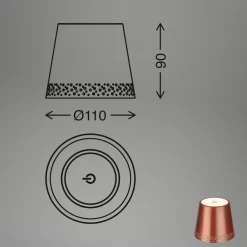 Briloner Dekorationsbelysning|Terrassebelysning > LED-batteri-flaskelys IP44 med lysdæmper, kobber