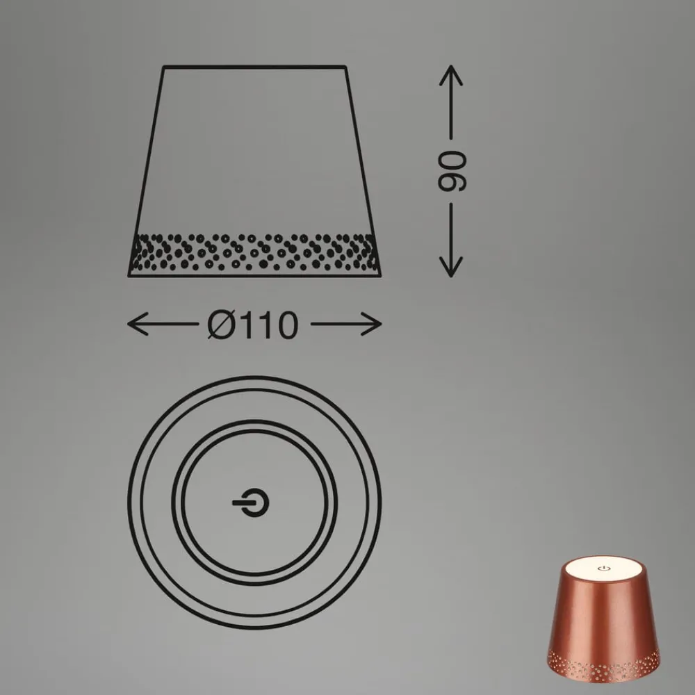 Briloner Dekorationsbelysning|Terrassebelysning > LED-batteri-flaskelys IP44 med lysdæmper, kobber