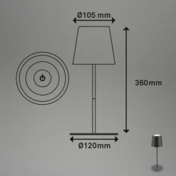 Dekorationsbelysning|Bordlamper ^ Briloner LED-bordlampe 7508015, antracit 2.700 K IP44 Touchdim