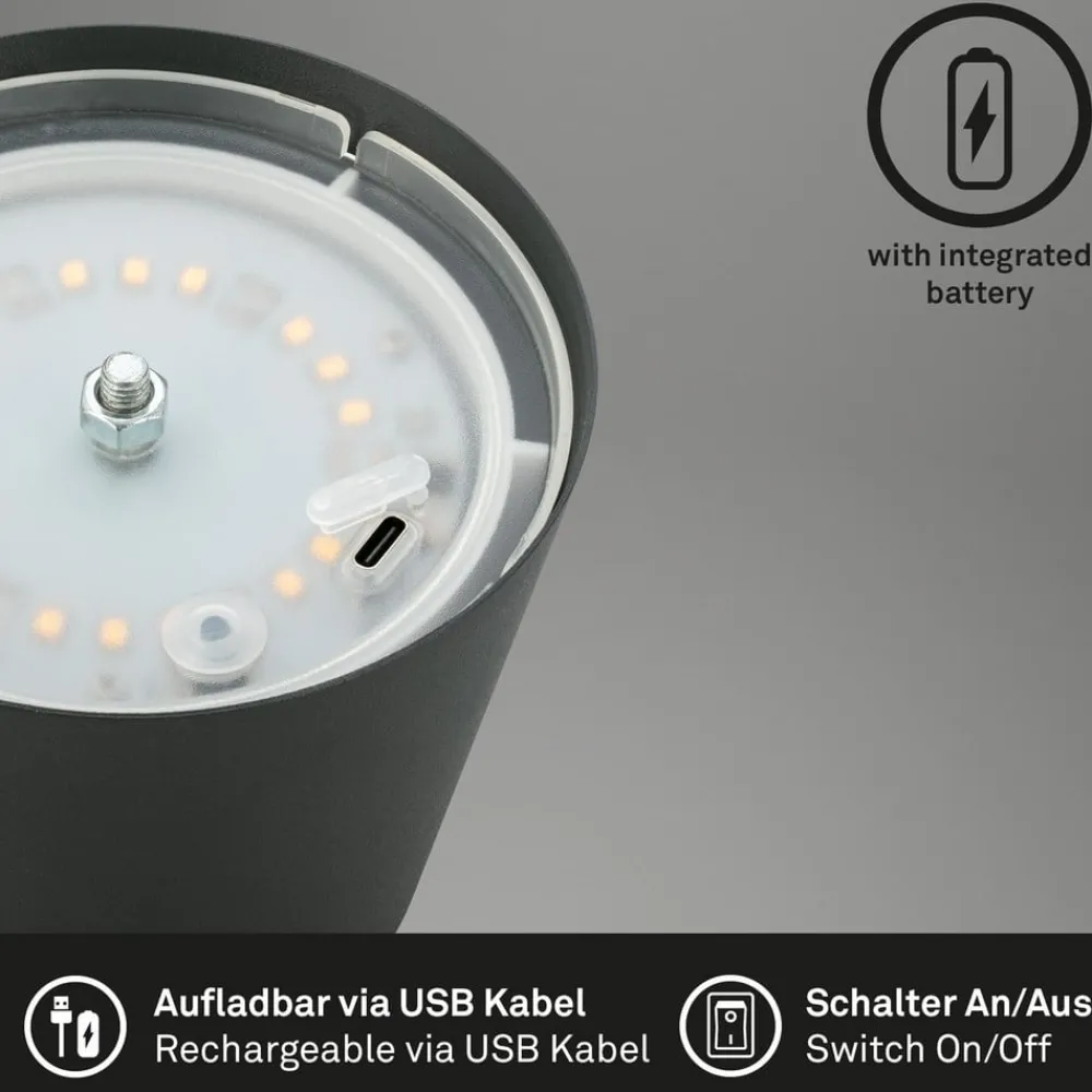 Dekorationsbelysning|Bordlamper ^ Briloner LED-bordlampe 7508015, antracit 2.700 K IP44 Touchdim