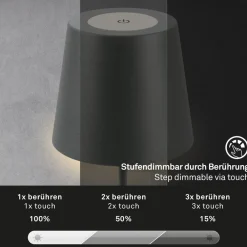 Dekorationsbelysning|Bordlamper ^ Briloner LED-bordlampe 7508015, antracit 2.700 K IP44 Touchdim