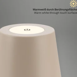 Dekorationsbelysning|Terrassebelysning ^ Briloner LED-bordlampe 7508011, beige, 2.700 K IP44 touchdæmper