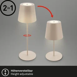 Dekorationsbelysning|Terrassebelysning ^ Briloner LED-bordlampe 7508011, beige, 2.700 K IP44 touchdæmper