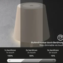 Dekorationsbelysning|Terrassebelysning ^ Briloner LED-bordlampe 7508011, beige, 2.700 K IP44 touchdæmper