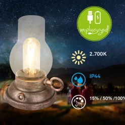 Briloner Terrassebelysning > LED-bordlampe Brilo unplugged Kanea bronzefarvet 18 cm