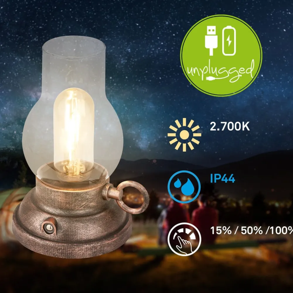 Briloner Terrassebelysning > LED-bordlampe Brilo unplugged Kanea bronzefarvet 18 cm