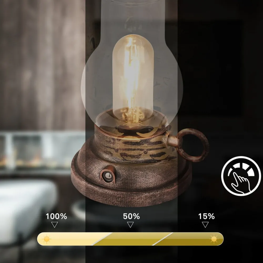 Briloner Terrassebelysning > LED-bordlampe Brilo unplugged Kanea bronzefarvet 18 cm