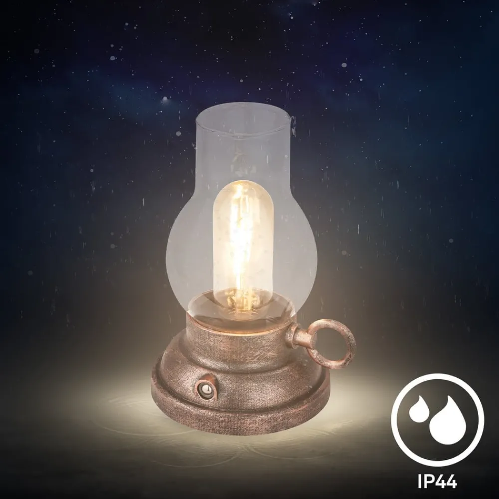 Briloner Terrassebelysning > LED-bordlampe Brilo unplugged Kanea bronzefarvet 18 cm