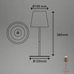 Briloner Terrassebelysning|Bordlamper > LED-bordlampe 7508012, brun, 2.700 K IP44 touchdæmper
