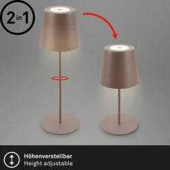 Briloner Terrassebelysning|Bordlamper > LED-bordlampe 7508012, brun, 2.700 K IP44 touchdæmper