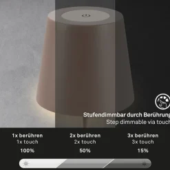 Briloner Terrassebelysning|Bordlamper > LED-bordlampe 7508012, brun, 2.700 K IP44 touchdæmper