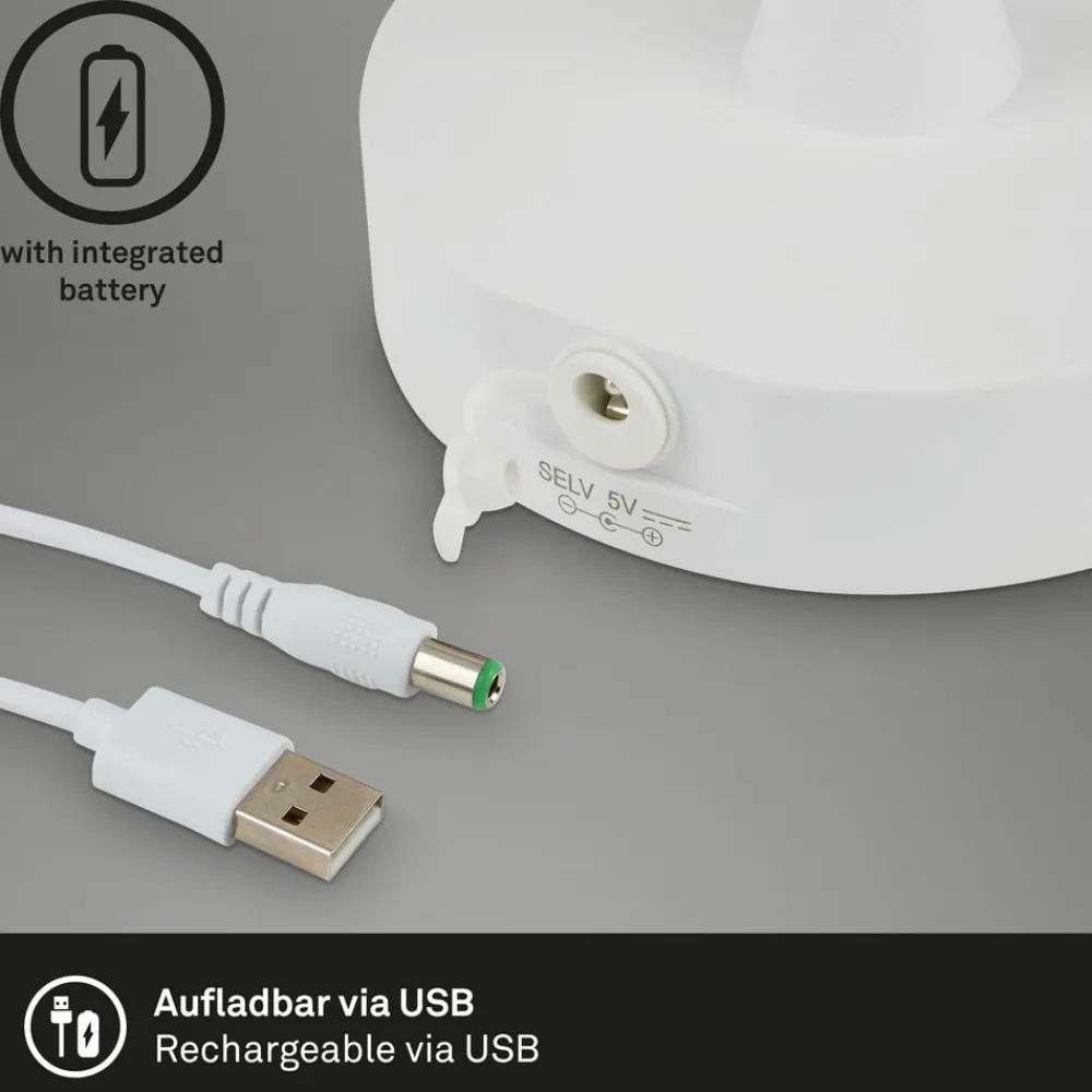 Briloner Dekorationsbelysning|Bordlamper > LED-bordlampe Campi, genopladeligt batteri, dæmpbar, hvid