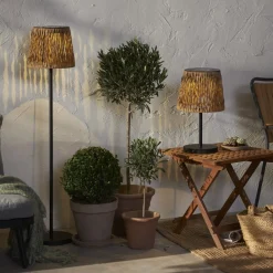 Dekorationsbelysning|Solcellelamper ^ STAR TRADING LED-bordlampe Cesta 48 cm brun/sort plast/metal