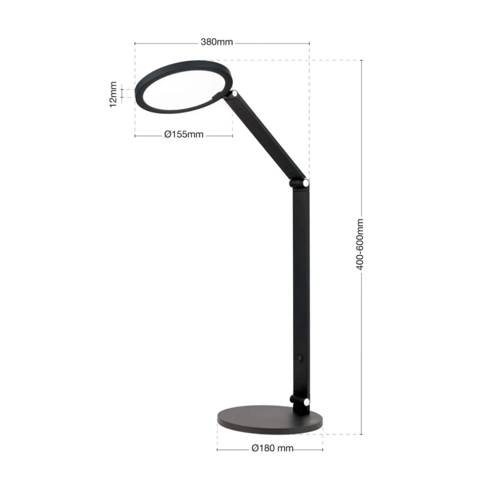ORION Arbejdsrum/Kontor > LED-bordlampe Fati, sort, højde 60 cm, aluminium, dæmper