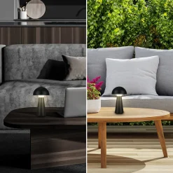 Dekorationsbelysning|Terrassebelysning ^ Briloner LED-bordlampe Fungo, genopladelig, sort