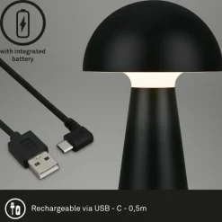 Dekorationsbelysning|Terrassebelysning ^ Briloner LED-bordlampe Fungo, genopladelig, sort
